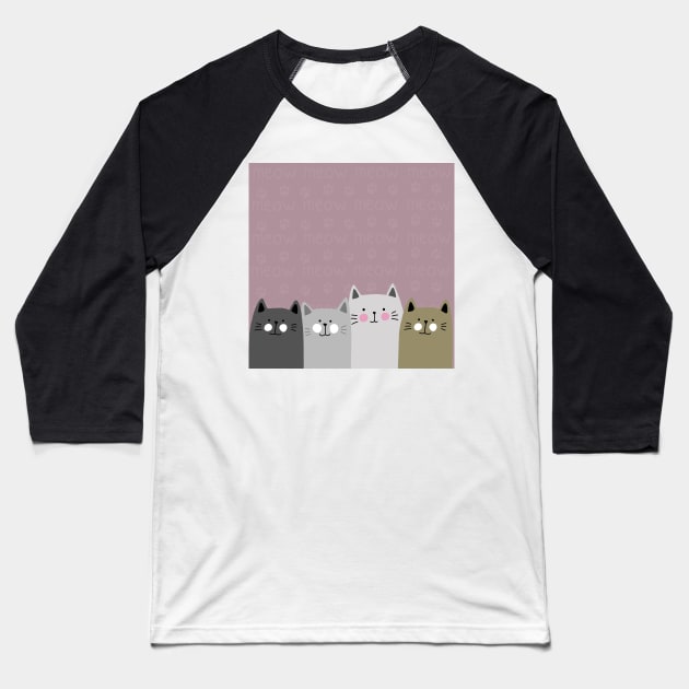 Cute Cats Baseball T-Shirt by valentinahramov
